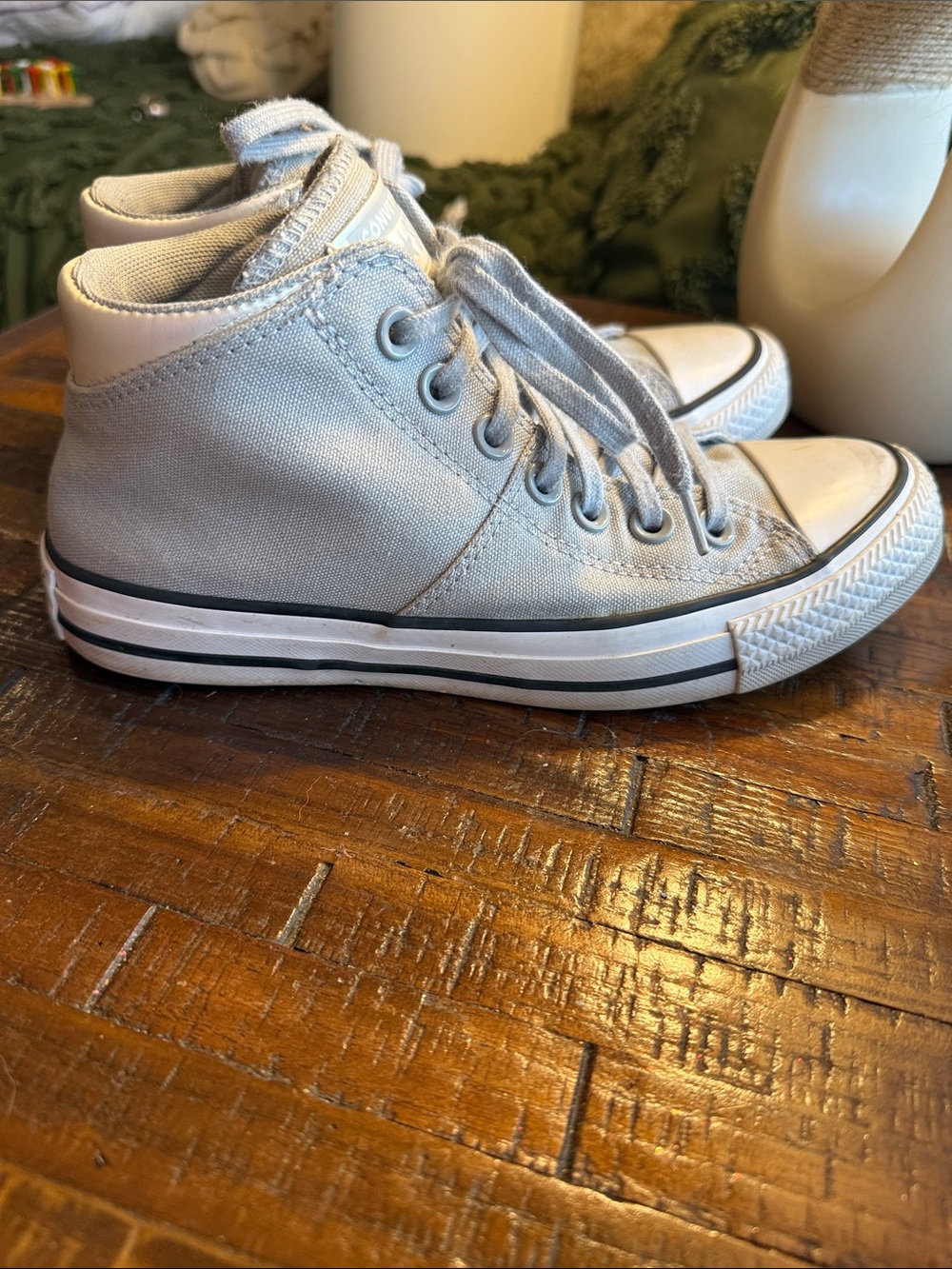 Converse women’s High-Top Canvas Sneakers in Light Gray